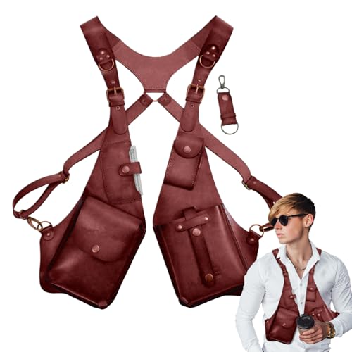 Anti-Diebstahl-Geschirr,Anti-Diebstahl-Geschirr für Männer | Doppelte Schultertasche Mittelalter Cosplay | Freizeit-Doppel-Umhängetasche für Männer und Frauen, Vintage-Umhängetasche, Riementasche von Jlobnyiun