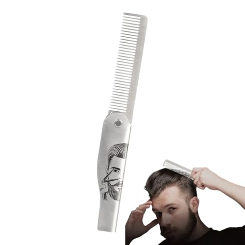 Jlobnyiun Bartkamm – Schnurrbart-Styling-Pflegewerkzeug, faltbare Edelstahl-Portalbürste für Zuhause, Fellpflege, Männer, Vater, Ehemann, Styling, Erwachsene, Reisen von Jlobnyiun