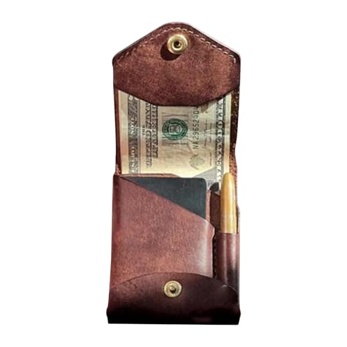 Jlobnyiun Minimalistische schlanke Brieftasche | Kartenhalter aus PU-Leder | kompakte Ausweis-Brieftasche mit Stiftschlitz | tragbarer PU-Leder-Organizer für Herren, ideal für den täglichen Gebrauch von Jlobnyiun
