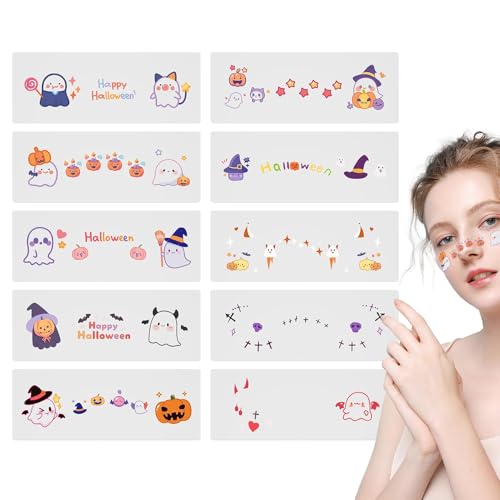 Make-up Aufkleber Halloween | Halloween Cosplay Aufkleber mit Blutmuster | 10X Hexe Make-up für Frauen Halloween Make Up für Erwachsene Gesicht Arme von Jlobnyiun