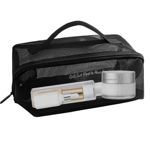 Reise-Organizer für Frauen – Kosmetiktasche aus Netzstoff, Kosmetiktasche | Tragbare Reise-Kulturtasche, Duschtasche aus transparentem Netz,, Schwarz , Se référer au descriptif, Siehe Beschreibung von Jlobnyiun