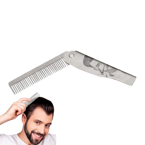 Schnurrbartkämme,Styling Pflege Werkzeug Für Schnurrbart - Tragbare Klappbare Edelstahl Bürste Für Männer Pflege Reise Und Zuhause von Jlobnyiun
