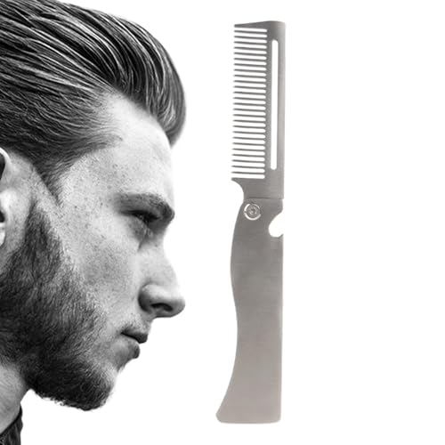 Taschenbartkamm, Klapper Kamm - Tragbarer Edelstahlkamm - Tragbares Taschenhaarbürste Haarbrot Schnurrbart -Pflege -Styling -Werkzeug Für Männer von Jlobnyiun