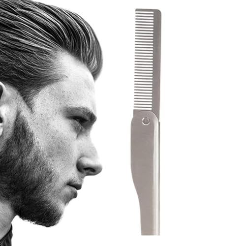 Taschenbartkamm, Klapper Kamm - Tragbarer Edelstahlkamm - Tragbares Taschenhaarbürste Haarbrot Schnurrbart -Pflege -Styling -Werkzeug Für Männer von Jlobnyiun