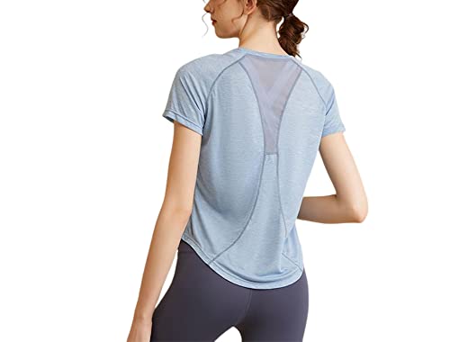 Jlowesun Damen Fitness Sportshirt, Damen Kurzarm Sommer schneller trockener Fitness Langes Sport -Training Yoga Top Fitnessstudio Top Lose Plus Size Aktivkleidung für das Lauf -Training -T -Shirt von Jlowesun