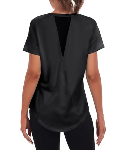 Jlowesun Sportshirt Damen Kurzarm,Leichtes Atmungsaktiv Funktions Back Mesh Sport Oberteile Damen,Rundhals Sport Top Frauen Passend für Fitness Laufshirt Yoga von Jlowesun