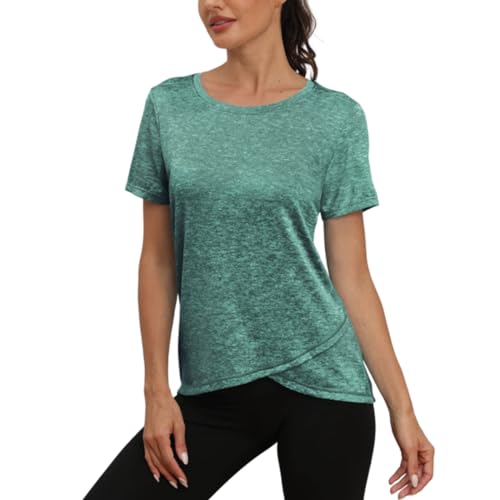 Jlowesun Sportshirt Damen Locker, Leichtes Atmungsaktiv Funktions Sport Tops FüR Damen, Rundhals Lang Sport Shirts FüR Damen Passend für Fitness Laufshirt Yoga S von Jlowesun