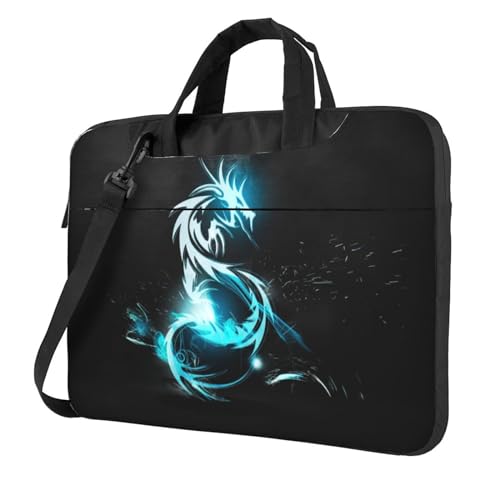 Drachen bedruckte Laptoptasche 13/14/15,6 Zoll, ultradünne Laptophülle mit Schultergurt, Computer-Aktentaschen-Abdeckung für Männer Frauen, Schwarz , 13 inch von Jmorco