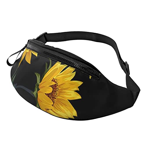 Happy Halloween Sport Hüfttasche Reise Bauchtaschen Laufen Bauchtasche mit verstellbarem Gürtel für Männer Frauen, Sonnenblume Hintergrund schwarz, Einheitsgröße von Jmorco