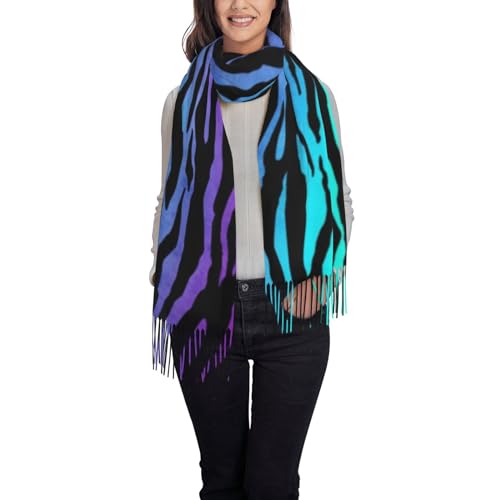 Jmorco Grau Plaid Linien Schals Für Frauen Leichte Schal Winter Warm Dicker Druck Schal Wrap, Lila Blau Grün Camouflage Zebra Streifen, One size von JMORCO