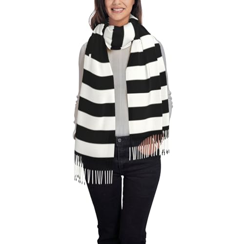 Jmorco Grüne Polka Dots Schals Für Frauen Leichte Schal Winter Warm Dicker Druck Schal Wrap, Schwarz-weiß gestreift, One size von JMORCO