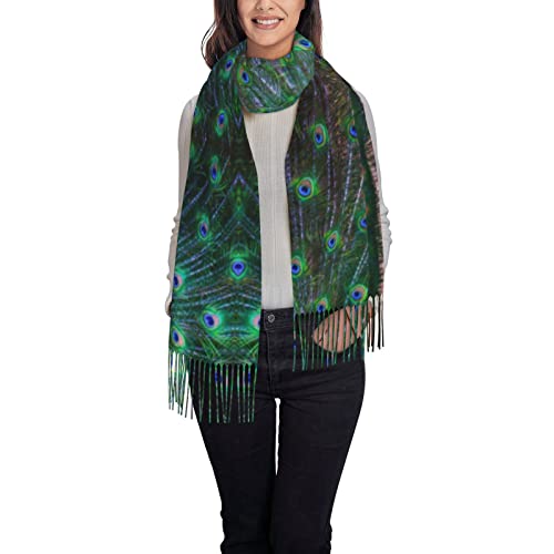 Jmorco Llama In A Schal Schals Für Frauen Leichter Schal Winter Warm Dicker Druck Schal Wrap, Wunderschöner Pfau, One size von JMORCO
