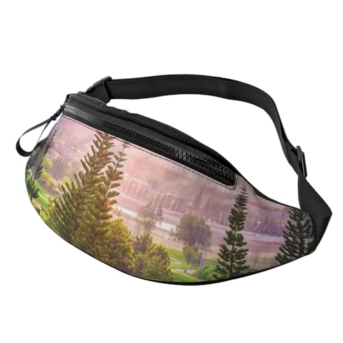 Schwarze und weiße Blumen Sport Hüfttasche Reise Bauchtasche Laufen Bauchtasche mit verstellbarem Gürtel für Männer Frauen, Golf Resort Park, Einheitsgröße von Jmorco