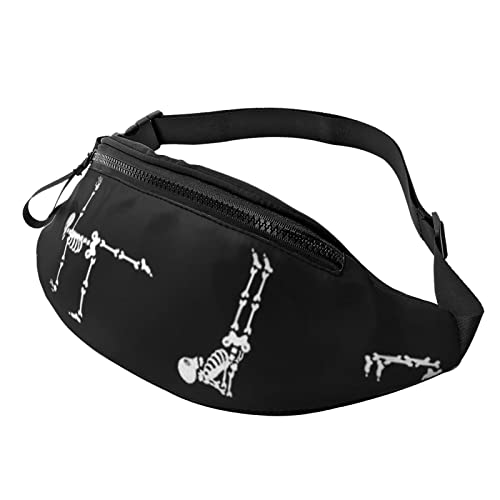 Sport-Hüfttasche mit Blumenmuster, Rosa, Rose, für Reisen, Bauchtasche, Laufen, Bauchtasche mit verstellbarem Gürtel für Damen und Herren, Totenkopf Yoga, Einheitsgröße von Jmorco