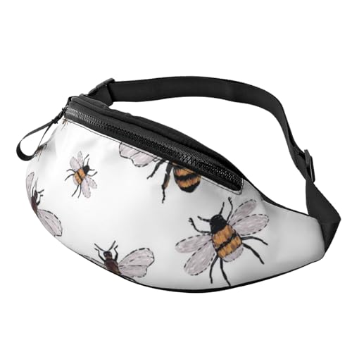 Sport-Hüfttasche mit Zitronen- und Blumenmotiv, für Reisen, Bauchtasche mit verstellbarem Gürtel für Damen und Herren, Lustige Bienen, Einheitsgröße von Jmorco