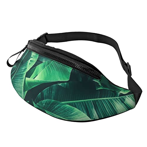 Strand-Gürteltasche mit Sonnenaufgang, Sport, Reisen, Bauchtasche, Laufen, Bauchtasche mit verstellbarem Gürtel für Damen und Herren, Tropisches Bananenblatt, Einheitsgröße von Jmorco