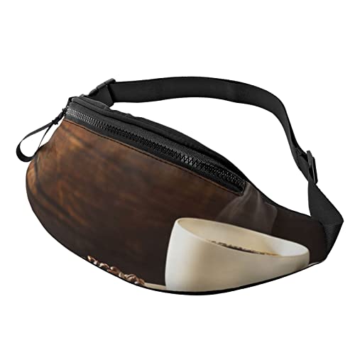 Strandlandschaft Sport Hüfttasche Reise Bauchtasche Laufen Bauchtasche mit verstellbarem Gürtel für Männer Frauen, Kaffeetasse und Kaffeebohnen., Einheitsgröße von Jmorco