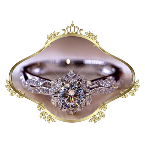 Jmwedia 925 Sterling Silber Ringe für Damen Verstellbarer Verlobungsring Eheringe Glänzend Cubic Zirkonia Fingerring Trauringe Engagement Rings für Frauen Ring-Schmuck von Jmwedia
