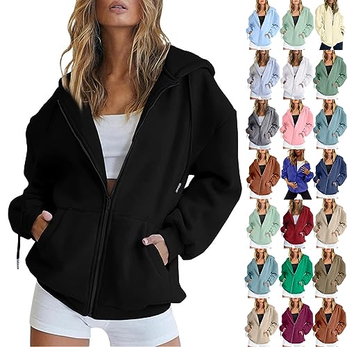 Jmwedia Damen Pullover Oberteile Kapuzenjacke L-ANG Sweatshirt Kapuzenpullover Mit Kapuze Langarm Sport Style Lightweight Hoodie Sweatjacke Baumwoll Zipper Sweatshirtjacke Damen von Jmwedia