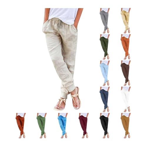 Jmwedia Leinenhose Damen Sommer Musselin Hose Damen Sommerhose Leicht Sommer Stoffhose Strandhose Einfarbig Locker Bequeme Freizeithose Chino Musselin Hose Mit Taschen Jmwedia Leinenhose Damen Sommer Musselin Hose Damen Sommerhose Leicht Sommer Stoffhose Strandhose Einfarbig Locker Bequeme Freizeithose Chino Musselin Hose Mit Taschen von Jmwedia