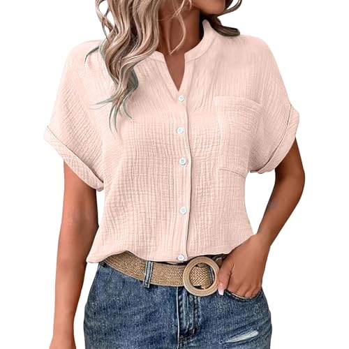 Jmwedia Musselin Bluse Damen,Leinenbluse Damen,Button-Down Leinenhemd Oberteile Oversized V Ausschnitt Leinenbluse Bluse Große Größen Leinen Kleidung Musselin Hemd Solide Tops Tunika Jmwedia Musselin Bluse Damen,Leinenbluse Damen,Button-Down Leinenhemd Oberteile Oversized V Ausschnitt Leinenbluse Bluse Große Größen Leinen Kleidung Musselin Hemd Solide Tops Tunika von Jmwedia