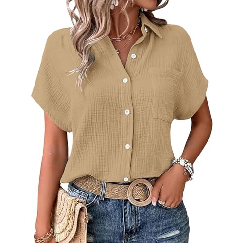Jmwedia Musselin Bluse Damen,Leinenbluse Damen Sommer Button-Down Leinenhemd Oberteile V Ausschnitt Leinenbluse Bluse Oversized Große Leinen Kleidung Musselin Hemd Solide Damenblusen Tunika Jmwedia Musselin Bluse Damen,Leinenbluse Damen Sommer Button-Down Leinenhemd Oberteile V Ausschnitt Leinenbluse Bluse Oversized Große Leinen Kleidung Musselin Hemd Solide Damenblusen Tunika von Jmwedia