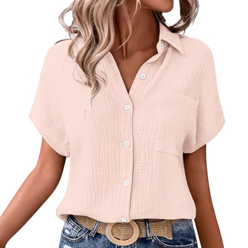 Jmwedia Musselin Bluse Damen,Leinenbluse Damen Sommer Button-Down Leinenhemd Oberteile V Ausschnitt Leinenbluse Bluse Oversized Große Leinen Kleidung Musselin Hemd Solide Damenblusen Tunika Jmwedia Musselin Bluse Damen,Leinenbluse Damen Sommer Button-Down Leinenhemd Oberteile V Ausschnitt Leinenbluse Bluse Oversized Große Leinen Kleidung Musselin Hemd Solide Damenblusen Tunika von Jmwedia