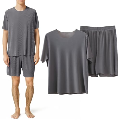 Jmwedia Schlafanzug Herren Kurz,Herren Schlafanzug Kurz Cozy Men's Modal Pyjama Set Short Sleepwear Short Sleeve Top Trousers Leisure Summer Loungewear for Men Soft Pyjamas Pj Sets with Pockets von Jmwedia