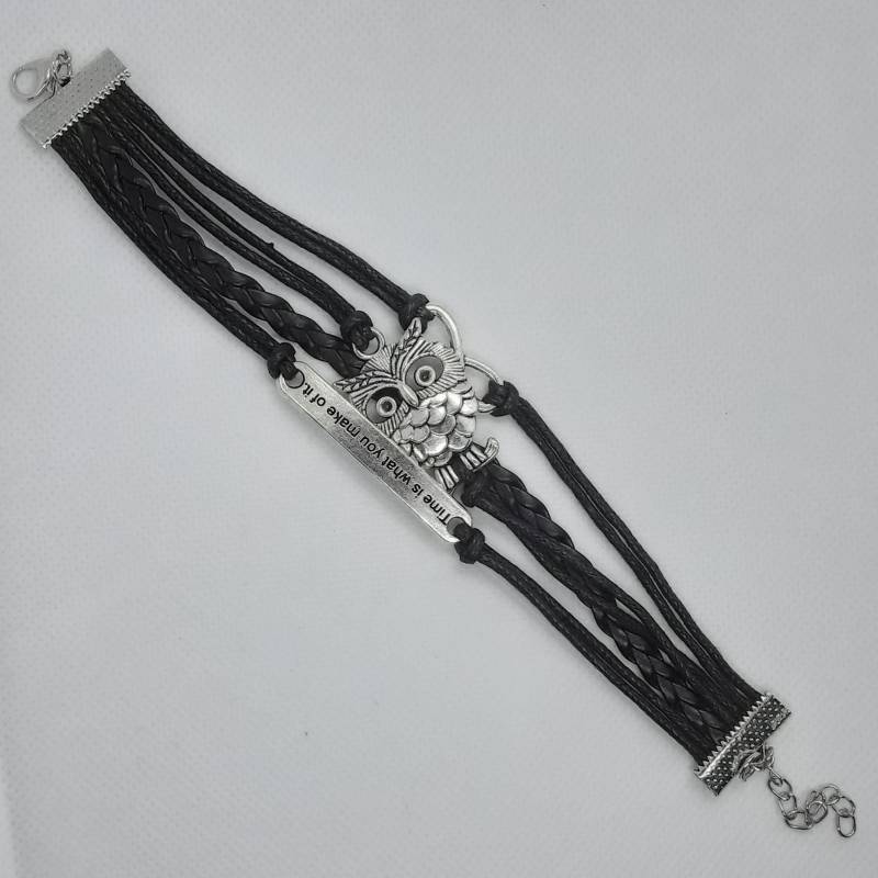 Multi Strand Silber Zeit Ist Was Du Daraus Machst Schwarzes Armband Rb4344 Versandfertig von JnJGiftsHandmade