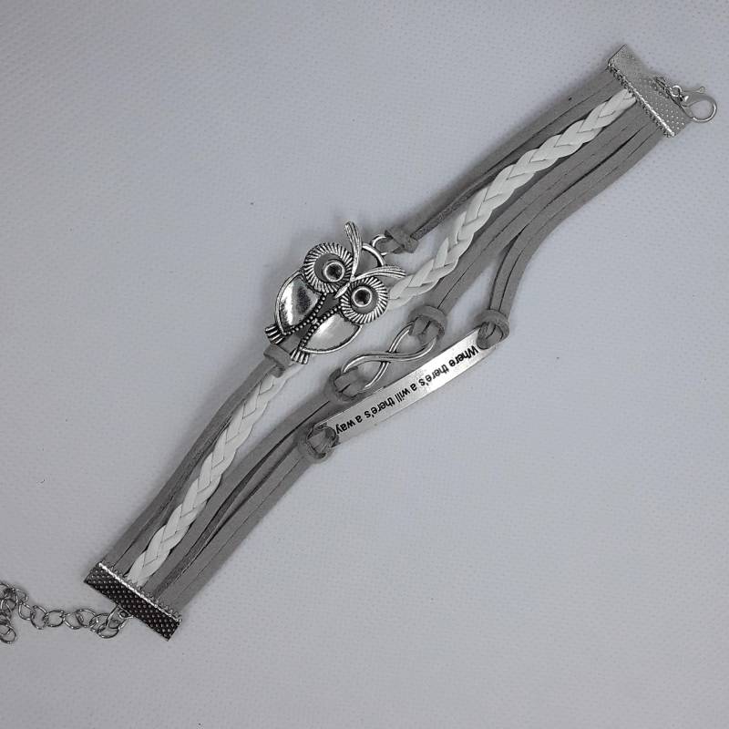 Silber Multi Strang Infinity Grau Armband Rb4352 Wo Ein Wille, Da Auch Weg. Versandfertig von JnJGiftsHandmade