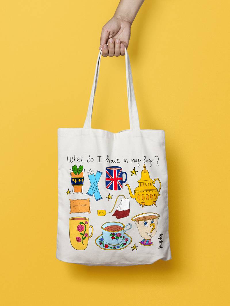 Tote Tea Time Bag/Baumwolltasche Damentasche Leinentasche Original Geschenk von Jnapleg