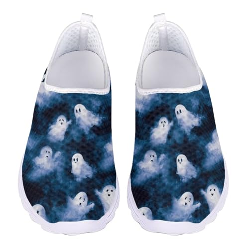 Jndtueit Arbeitsschuhe mit breiter Zehenpartie, Tennis, Büro, Netzschuhe für Damen, Lauf-Sneaker, Ghost Blue Tie Dye, 38 EU von Jndtueit
