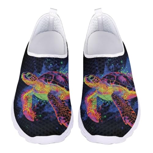 Jndtueit Arbeitsschuhe mit breiter Zehenpartie, Tennis, Büro, Netzschuhe für Damen, Lauf-Sneaker, Wasserfarben, Schildkrötenblau, 42 EU von Jndtueit