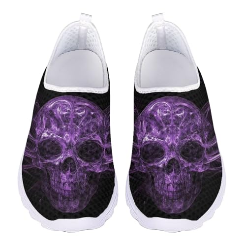 Jndtueit Arbeitssloafer, Büro-Tennisschuhe, Netzstoff, Freizeit-Sneaker für Damen, Lila Totenkopf, 39 EU Jndtueit Arbeitssloafer, Büro-Tennisschuhe, Netzstoff, Freizeit-Sneaker für Damen, Lila Totenkopf, 39 EU von Jndtueit