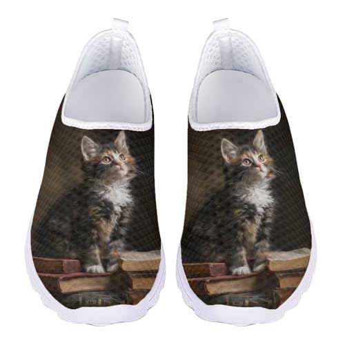 Jndtueit Barfuß-Sneaker, Laufschuhe, Loafer, legere Arbeitsschuhe für Damen und Herren, Cat Book Braun, 44 EU von Jndtueit