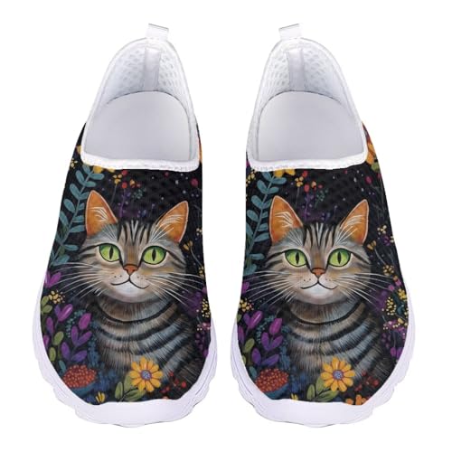 Jndtueit Barfuß-Sneaker, Laufschuhe, Loafer, legere Arbeitsschuhe für Damen und Herren, Katze Bunte Blumen, Schwarz, 41 EU Jndtueit Barfuß-Sneaker, Laufschuhe, Loafer, legere Arbeitsschuhe für Damen und Herren, Katze Bunte Blumen, Schwarz, 41 EU von Jndtueit