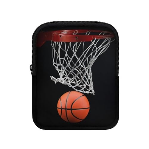 Jndtueit Basketball Wasserflasche Reißverschluss Beutel für Tumbler Cup Zubehör, 3D Ball Cup Pouch Tragbare Gürteltasche, Schwarz Geldbörse von Jndtueit