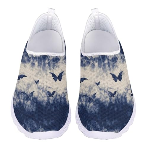 Jndtueit Butterfly-Walking-Loafer für Damen, Tennisschuhe, rutschfest, Lauf-Sneaker, Blue Butterfly Smoke, 40 EU von Jndtueit
