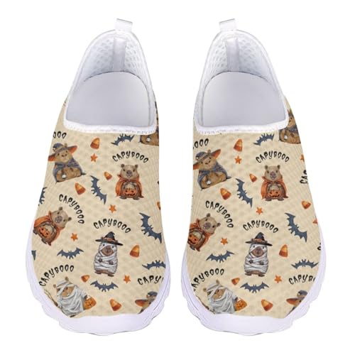 Jndtueit Damen-Arbeitsslipper aus weichem Netzstoff, flache Schuhe für Reisen, Capybara Bat Brown, 44 EU von Jndtueit