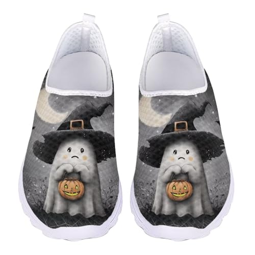 Jndtueit Damen-Arbeitsslipper aus weichem Netzstoff, flache Schuhe für Reisen, Ghost Black Spider Web, 37 EU von Jndtueit