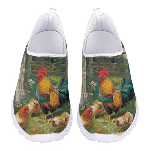 Jndtueit Damen Freizeit Loafers Mesh Walking Schuhe Übung Sneaker für jedes Wetter, Aquarell, Hühnergrün, 44 EU von Jndtueit