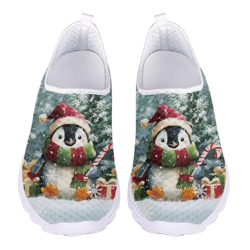Jndtueit Damen Freizeit Loafers Mesh Walking Schuhe Übung Sneaker für jedes Wetter, Pinguingrün, 44 EU von Jndtueit