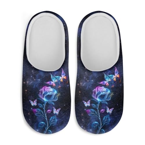 Jndtueit Damen Hausschuhe Schmetterling Winter Pelzige Hausschuhe Flats Slip-on Indoor Haus Schuhe Warm Schlafzimmer Slipper, Blaue Rose, Schmetterling, Galaxie, 39.5/40.5 EU Jndtueit Damen Hausschuhe Schmetterling Winter Pelzige Hausschuhe Flats Slip-on Indoor Haus Schuhe Warm Schlafzimmer Slipper, Blaue Rose, Schmetterling, Galaxie, 39.5/40.5 EU von Jndtueit
