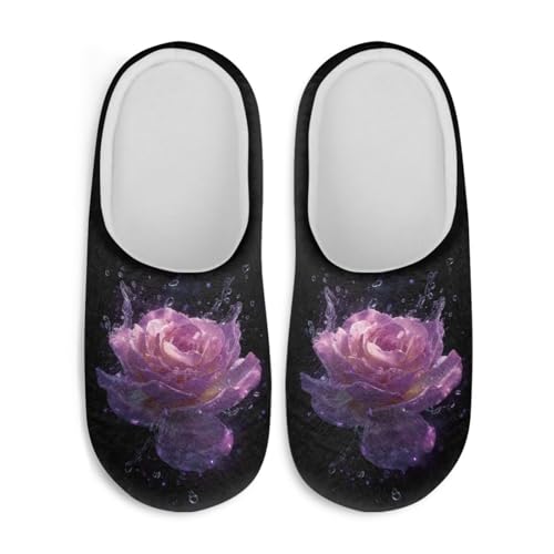 Jndtueit Damen Hausschuhe Schmetterling Winter Pelzige Hausschuhe Flats Slip-on Indoor Haus Schuhe Warm Schlafzimmer Slipper, Rosa / Schwarz, 38/39 EU von Jndtueit