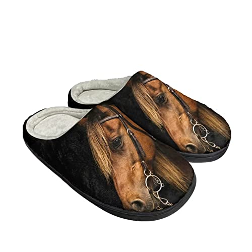 Jndtueit Damen Hausschuhe für Herbst Winter Plüsch Warm Hausschuhe Größe 37-47EU, Braunes Pferd, Medium von Jndtueit