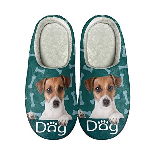 Jndtueit Damen Hausschuhe für Herbst Winter Plüsch Warm Hausschuhe Größe 37-47EU, Jack Russell Terrier, X-Large von Jndtueit