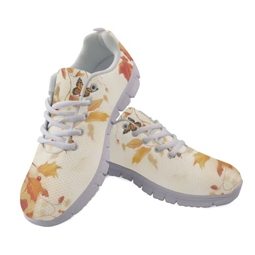 Jndtueit Damen Herren Camo Jagd Laufschuhe Walking Wandern Flats Schuhe, Cat Fall Maple Leaf Brown, 44 EU von Jndtueit