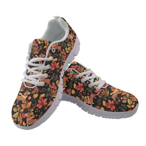 Jndtueit Damen Herren Camo Jagd Laufschuhe Walking Wandern Flats Schuhe, Dackel Fall Maple Leaf Black, 42 EU von Jndtueit