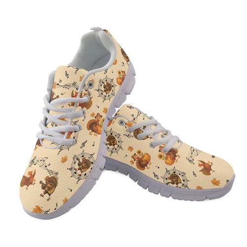 Jndtueit Damen Herren Camo Jagd Laufschuhe Walking Wandern Flats Schuhe, Thanksgiving Truthahn Musiknote Braun, 38 EU von Jndtueit
