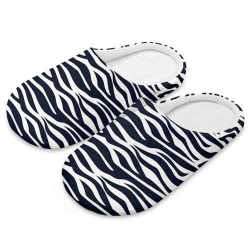 Jndtueit Damen Herren Pelzige Hausschuhe Hausschuhe Schlafzimmer Home Slipper für Winter, Schwarz-weiße Zebrastreifen, X-Small von Jndtueit